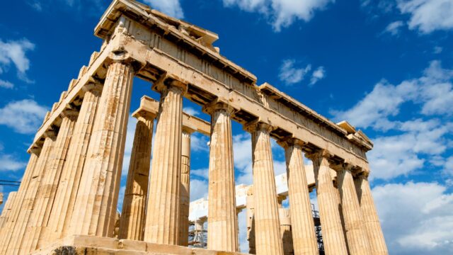 low angle photograph of the parthenon during daytime