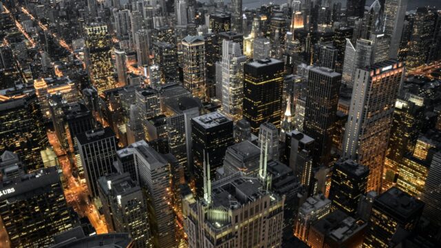 aerial photography of building city lights